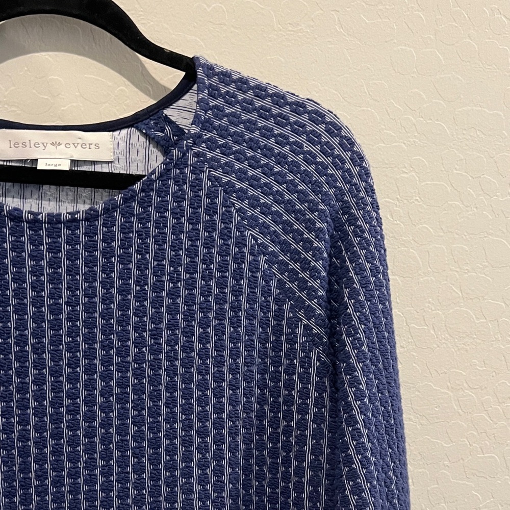 Lesley Evers Blue and White  Long Sleeve Dress size Large